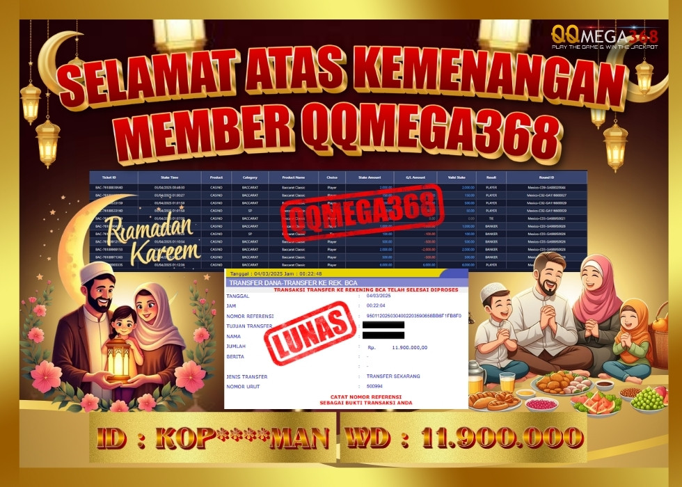 QQMEGA368 JACKPOT Rp 11.900.000  - LUNAS!!!