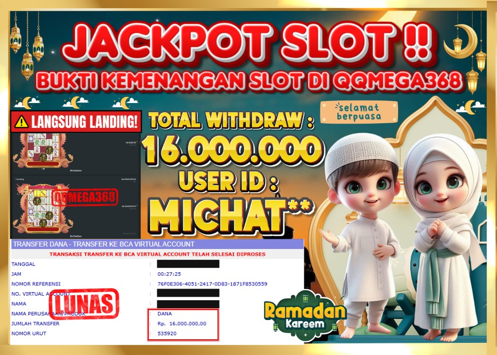 QQMEGA368 JACKPOT Rp 16.000.000  - LUNAS!!!