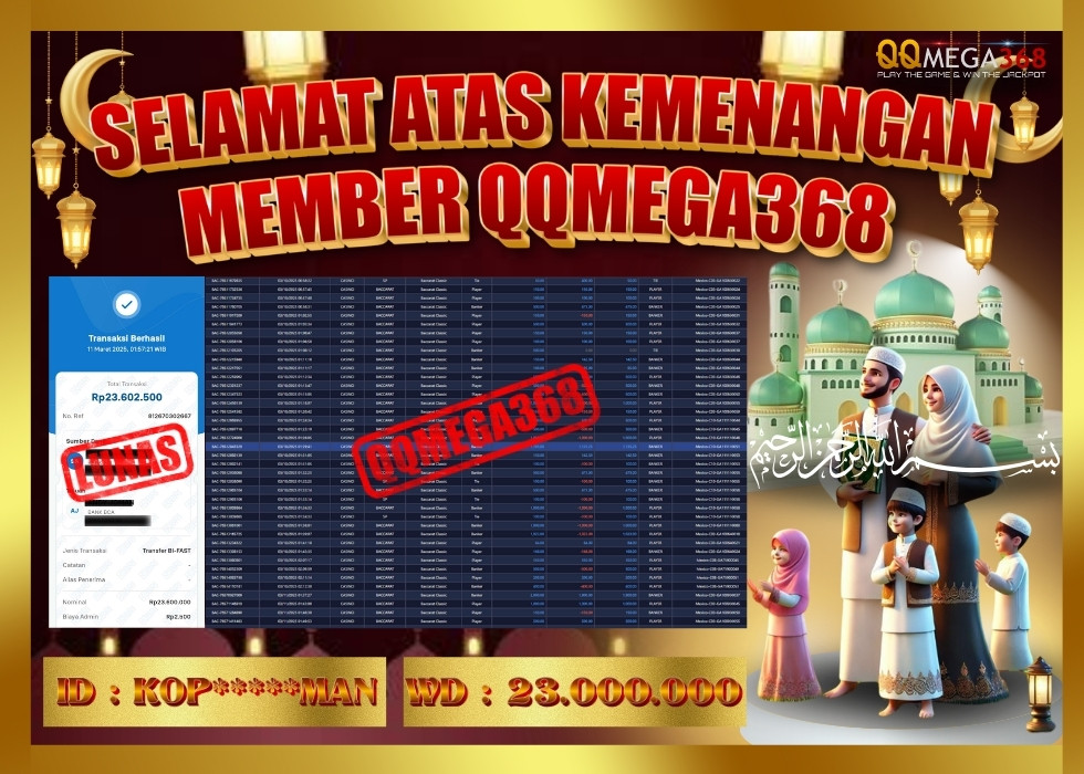 QQMEGA368 JACKPOT Rp 23.000.000 - LUNAS!!!