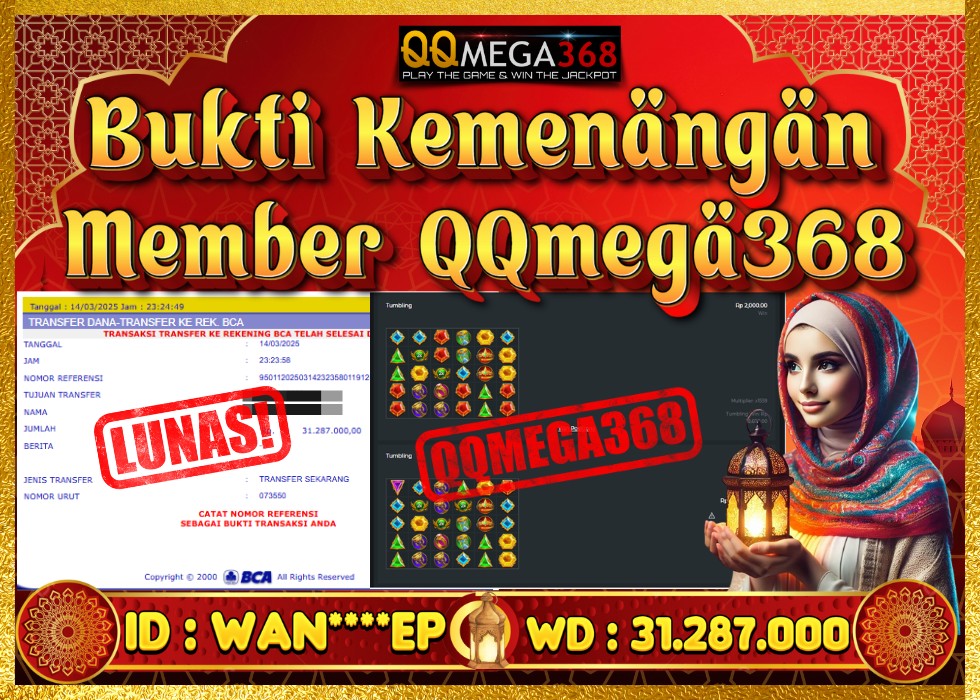 QQMEGA368 JACKPOT Rp 31.287.000 - LUNAS!!!