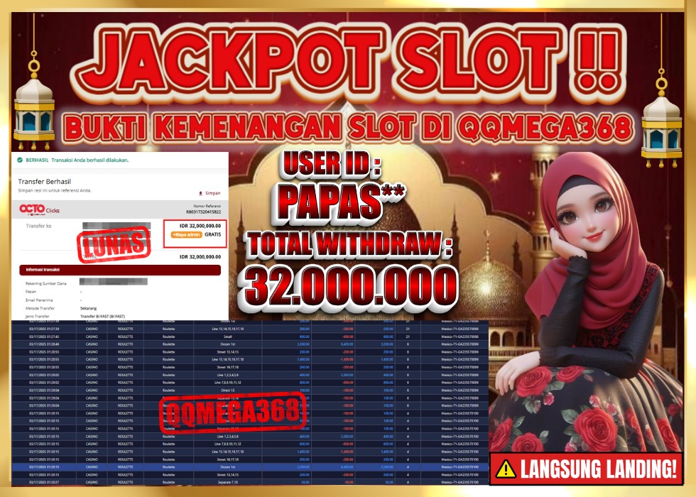 QQMEGA368 JACKPOT Rp 32.000.000  - LUNAS!!!