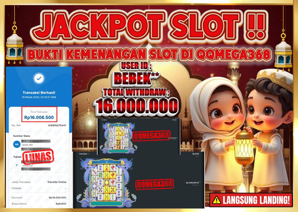 QQMEGA368 JACKPOT Rp 16.000.000  - LUNAS!!!