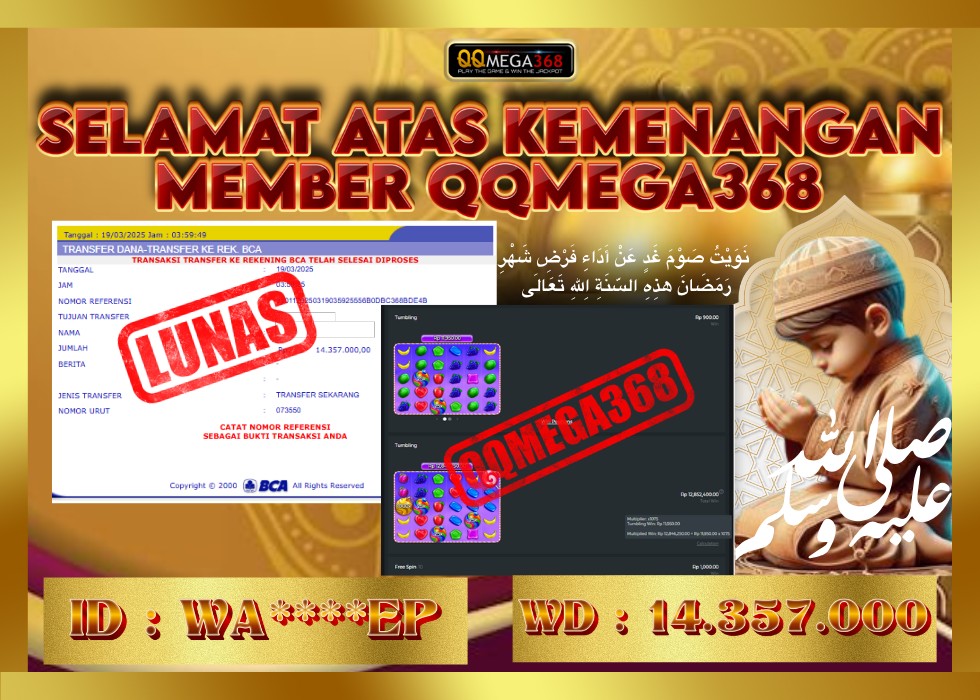 QQMEGA368 JACKPOT Rp 14.357.000  - LUNAS!!!