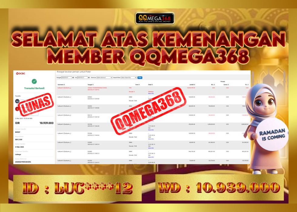 QQMEGA368 JACKPOT Rp 10.939.000 - LUNAS!!!