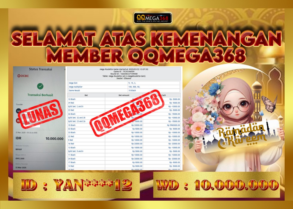 QQMEGA368 JACKPOT Rp 10.000.000 - LUNAS!!!