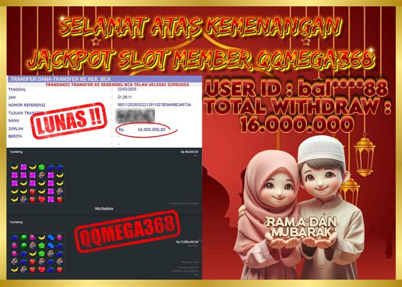 QQMEGA368 JACKPOT Rp 16.000.000 - LUNAS!!!