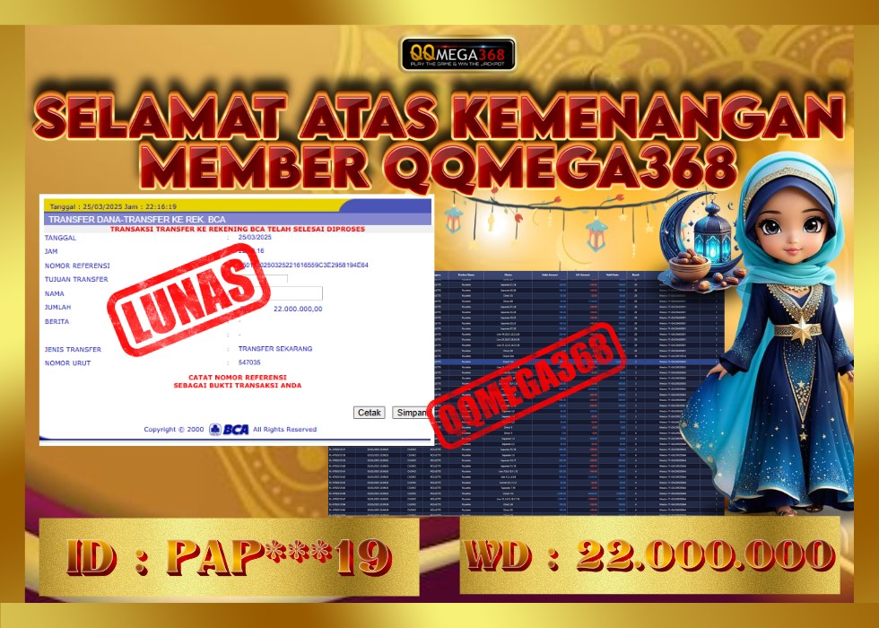 QQMEGA368 JACKPOT Rp 22.000.000  - LUNAS!!!