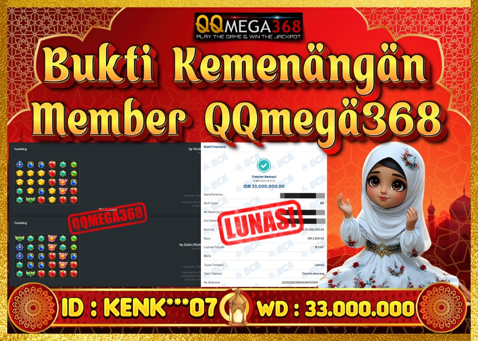 QQMEGA368 JACKPOT Rp 33.000.000 - LUNAS!!!