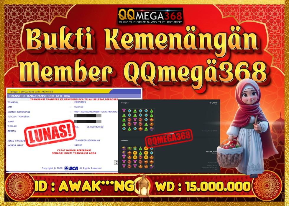 QQMEGA368 JACKPOT Rp 15.000.000 - LUNAS!!!