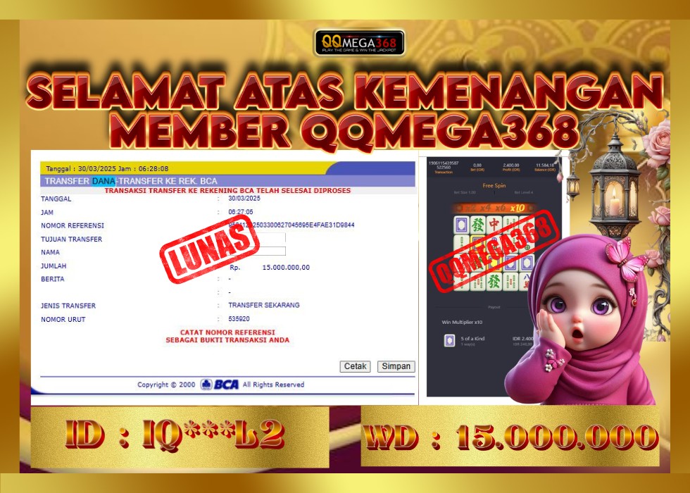 QQMEGA368 JACKPOT Rp 15.000.000 - LUNAS!!!