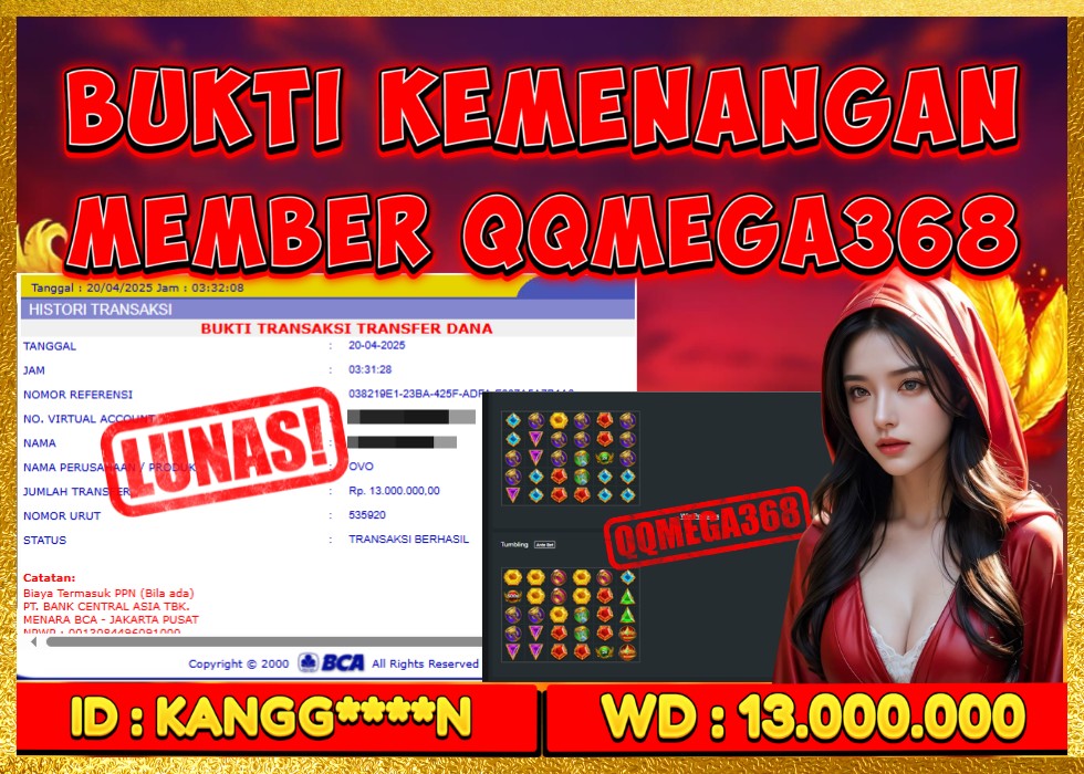QQMEGA368 JACKPOT Rp 13.000.000 - LUNAS!!!