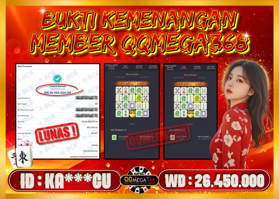 QQMEGA368 JACKPOT Rp 26.450.000 - LUNAS!!!