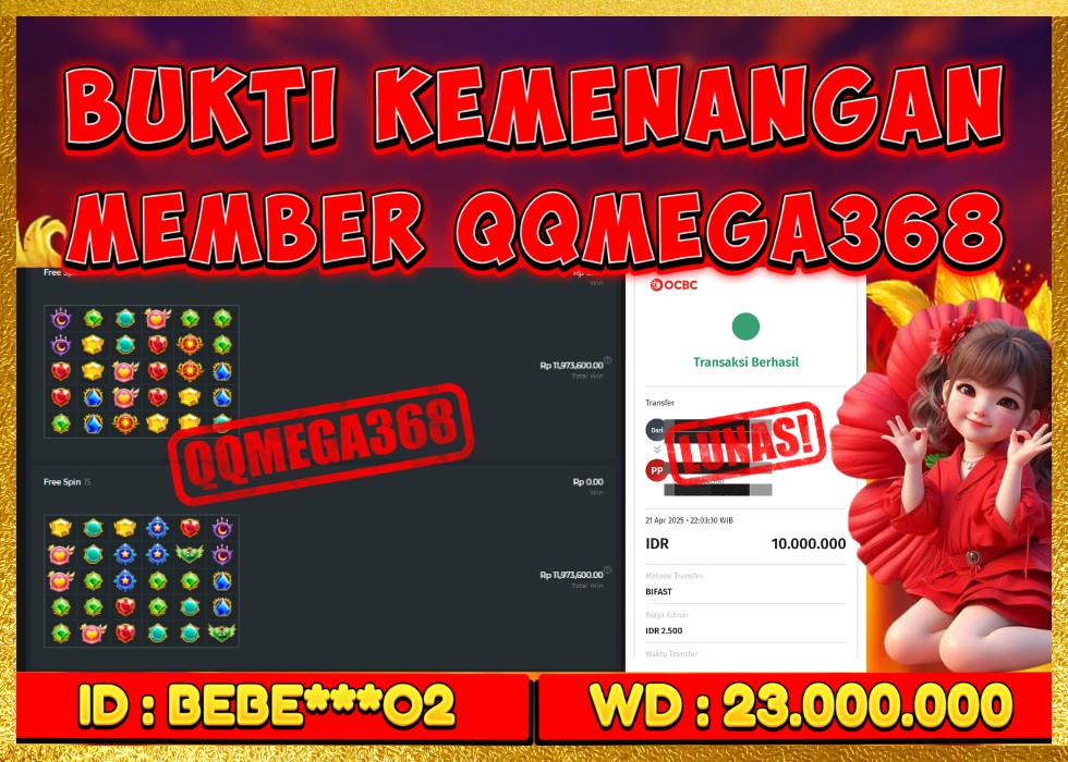 QQMEGA368 JACKPOT Rp 23.000.000 - LUNAS!!!