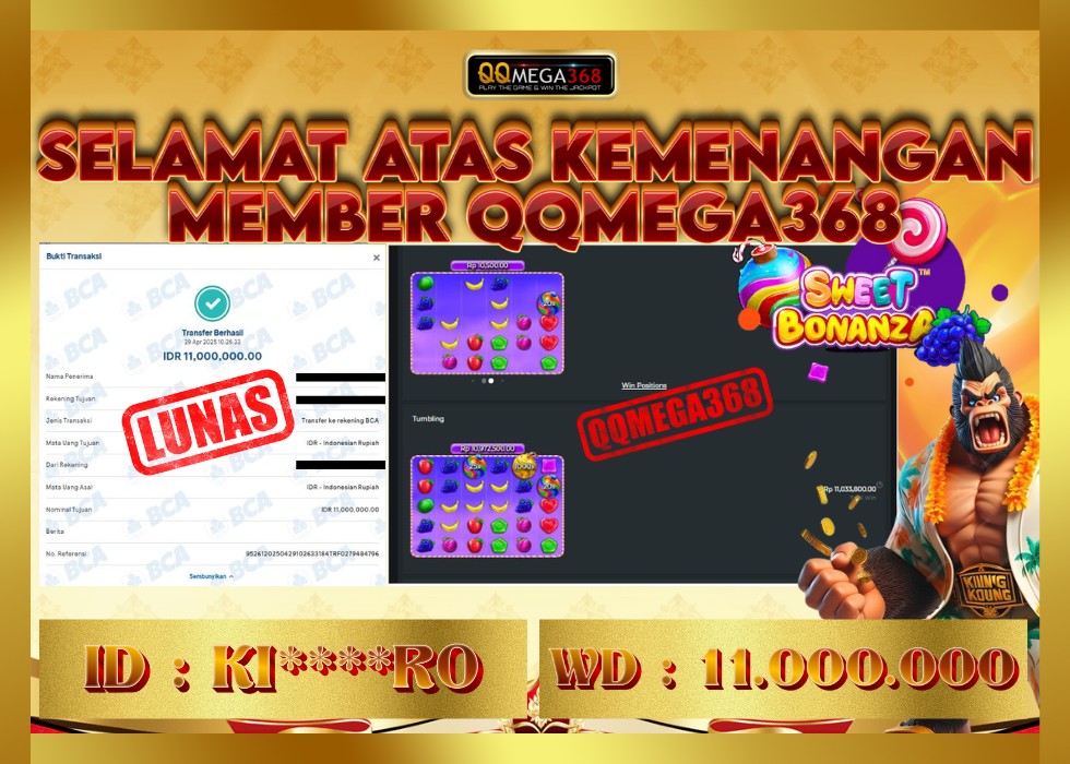QQMEGA368 JACKPOT Rp 11.000.000  - LUNAS!!!