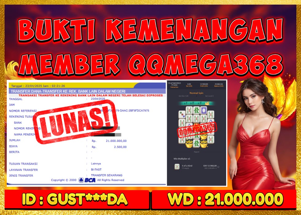QQMEGA368 JACKPOT Rp 21.000.000 - LUNAS!!!