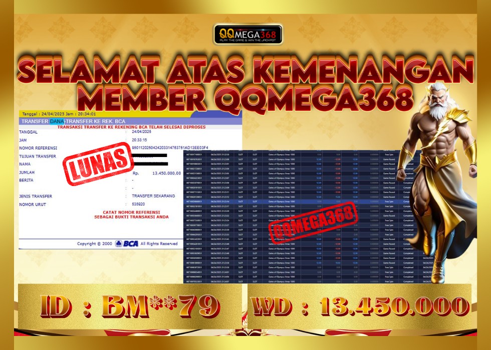 QQMEGA368 JACKPOT Rp 13.450.000 - LUNAS!!!